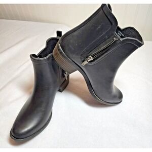 Lucky Brand 9M Women Basel H20 Boots Zip Up Ankle Bootie Leather Black Rain Snow